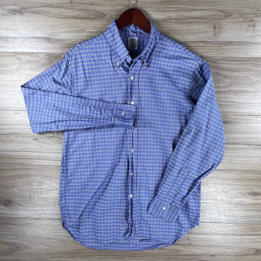 Brooks Brothers Makers Regent Shirt Mens 16-34 Blue Check Supima Cotton USA